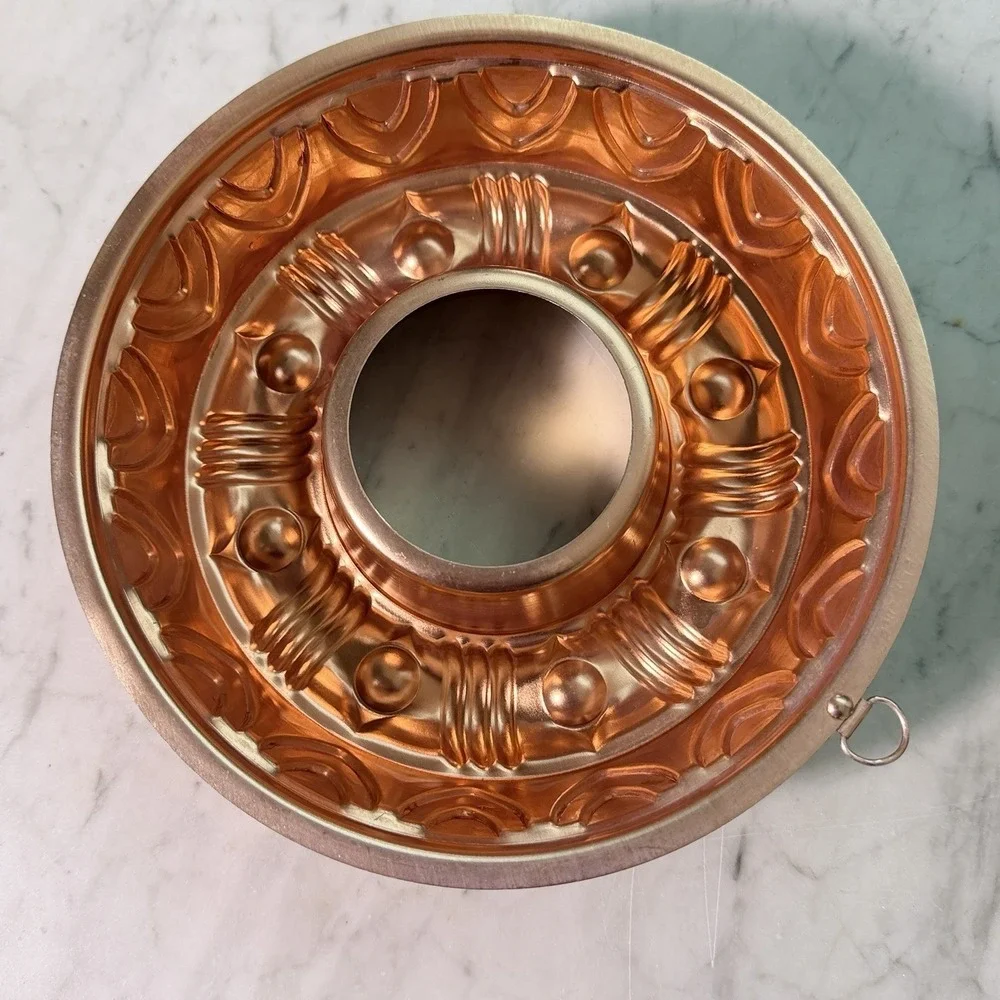 Vintage 70s Copper Bunt‎ Pan Jello Mold Wall Hanging Round  3.5 Cups